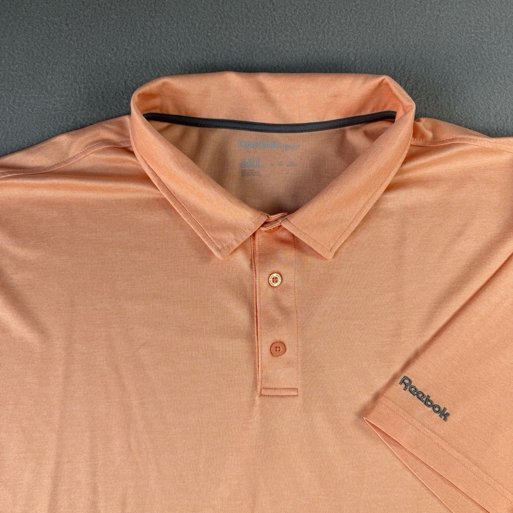 Reebok Golf Mens 6XL Polo Shirt Peach Coral Short Sleeve Pique Knit Big & Tall